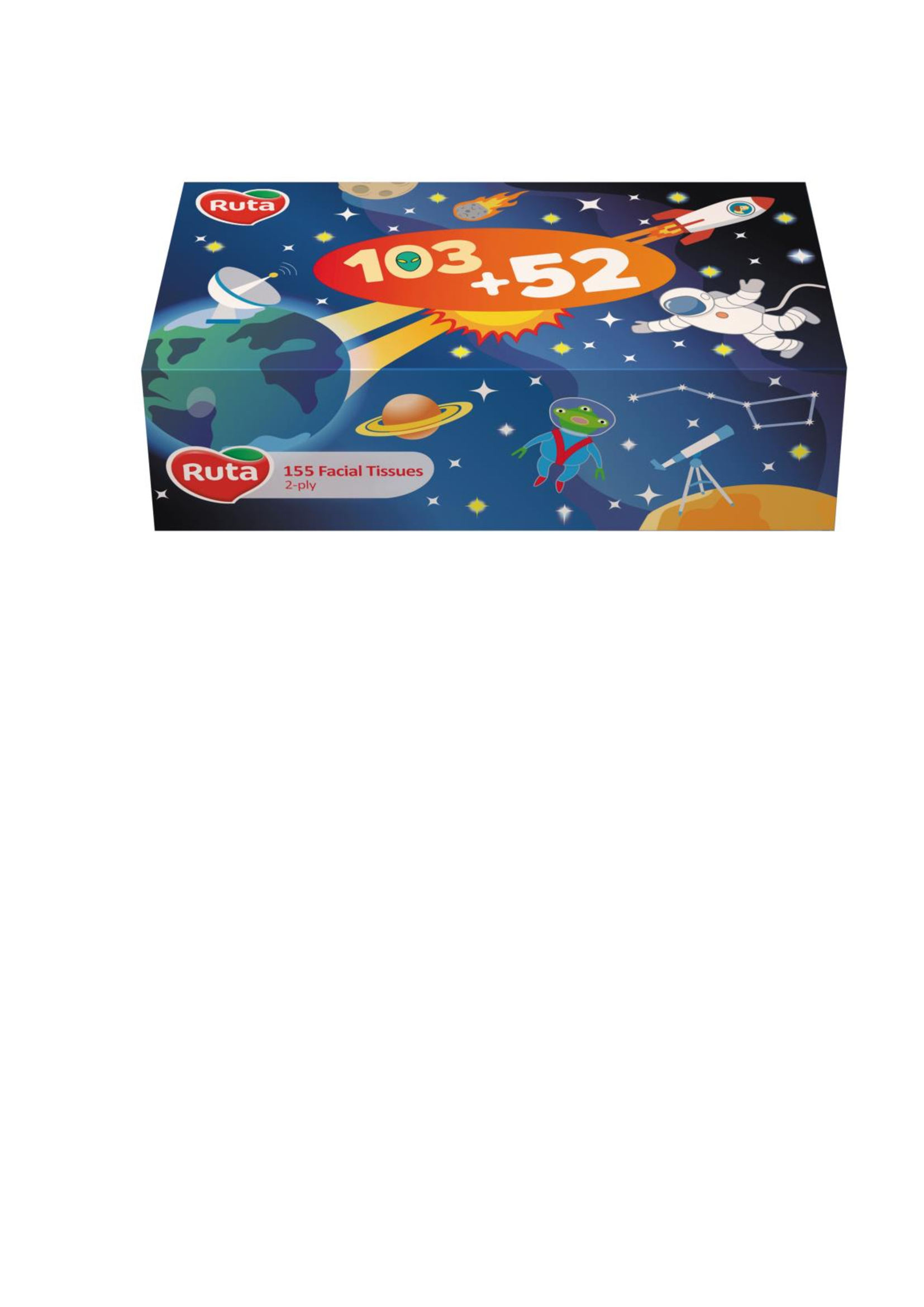 Серветки косметичні "Ruta" 155л 2ш білі пенал